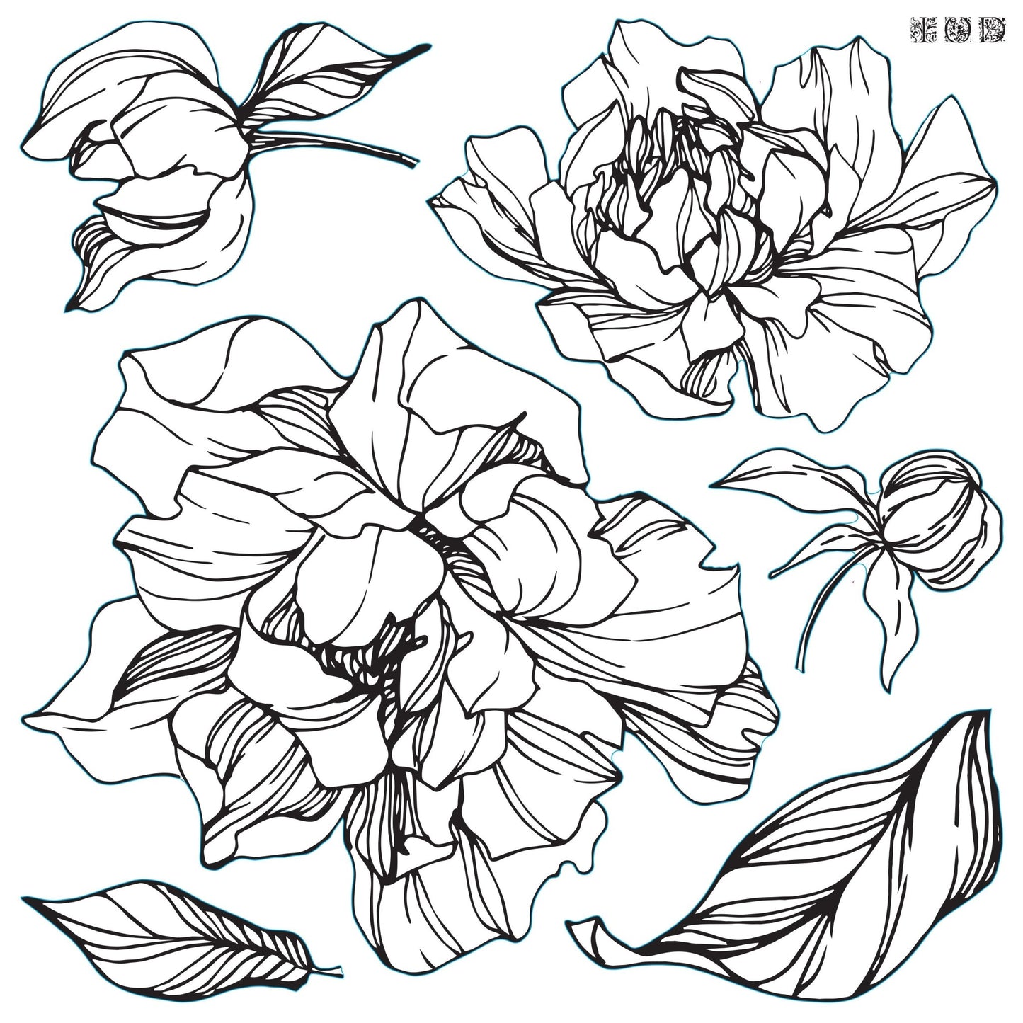 IOD Decor Stamp PEONIES - Vintage Revival Design Co
