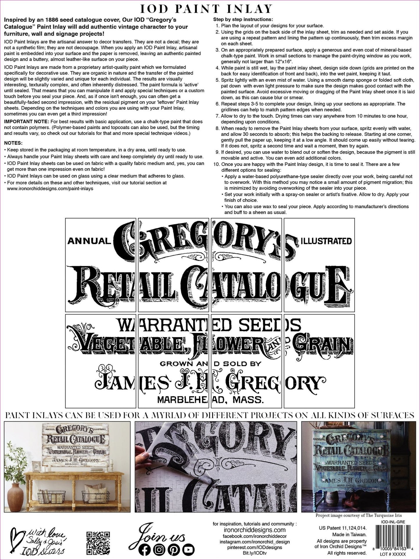 IOD Paint Inlay Gregory's Catalogue - Vintage Revival Design Co
