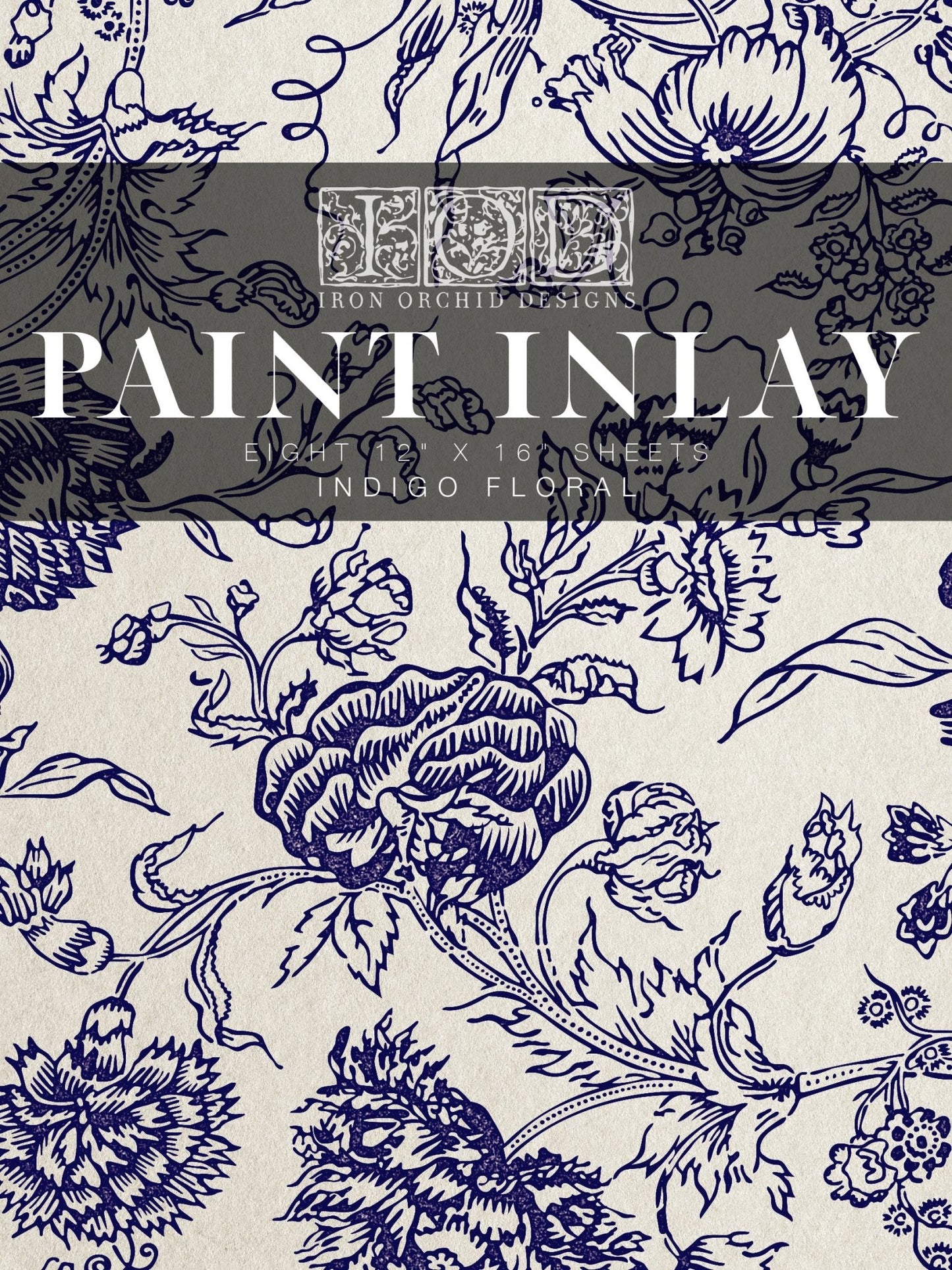 IOD Paint Inlay INDIGO FLORAL - Vintage Revival Design Co