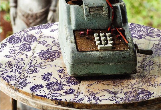 IOD Paint Inlay INDIGO FLORAL - Vintage Revival Design Co