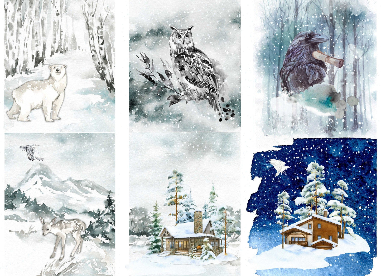 Roycycled Decoupage Paper - Winter Blocks - Vintage Revival Design Co