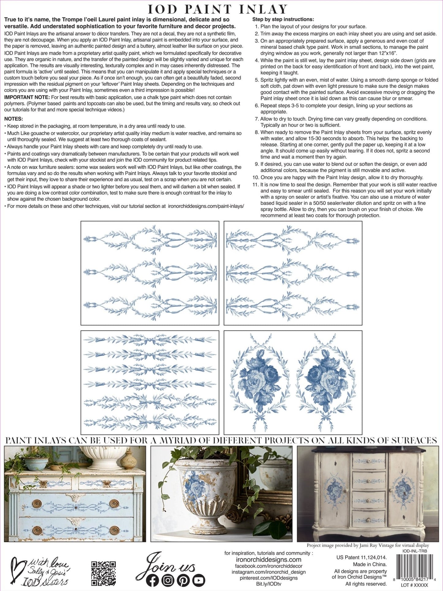 Trompe L'oeil Bleu - IOD Paint Inlay - Vintage Revival Design Co