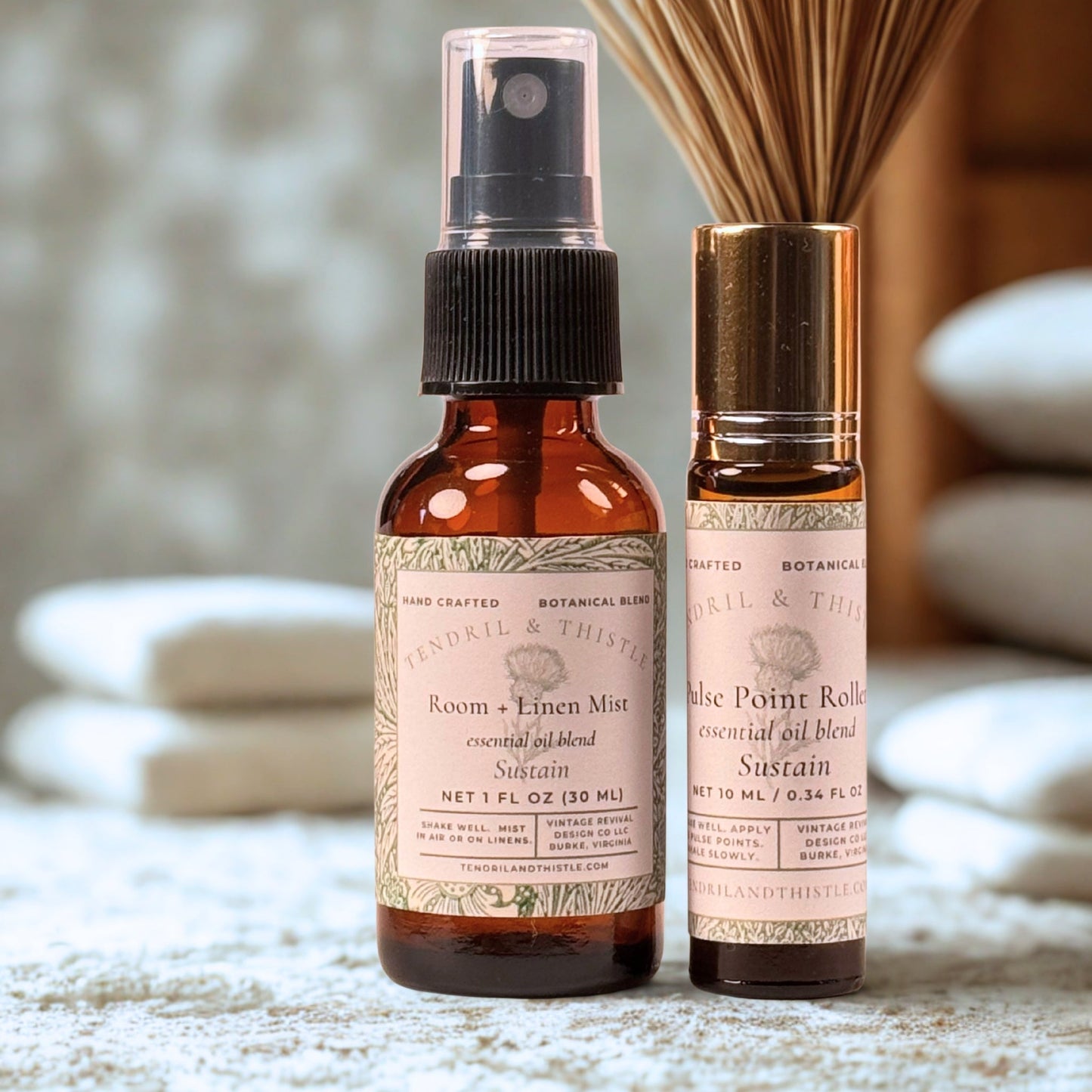 Room + Linen Spray and Pulse Point Roller Pairing - Tendril & Thistle