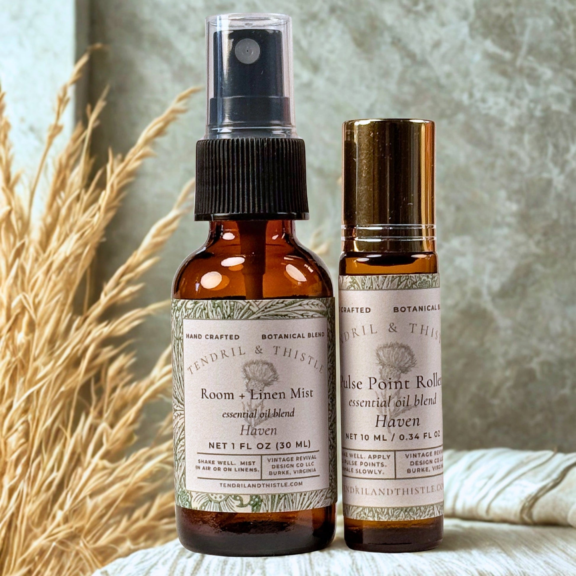 Room + Linen Spray and Pulse Point Roller Pairing - Tendril & Thistle