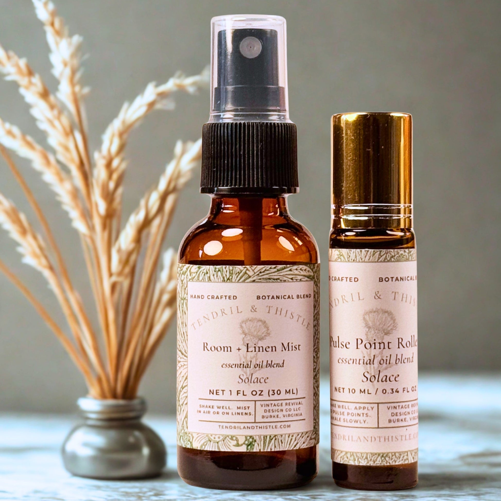 Room + Linen Spray and Pulse Point Roller Pairing - Tendril & Thistle
