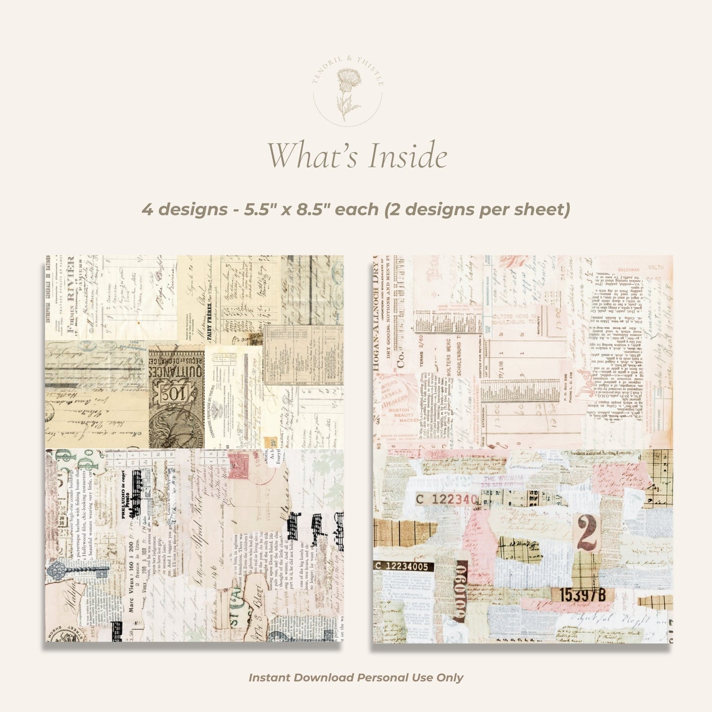 Studio Sparks - Collaged Ephemera - Tendril & Thistle