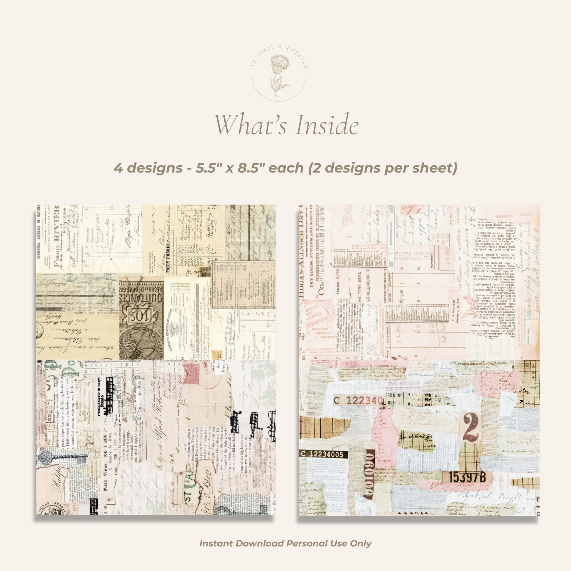 Studio Sparks - Collaged Ephemera - Tendril & Thistle