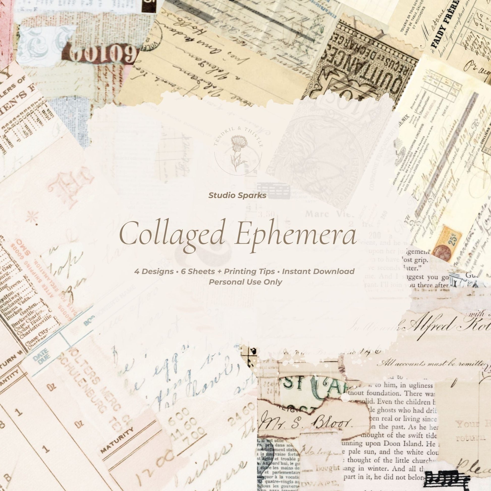 Studio Sparks - Collaged Ephemera - Tendril & Thistle