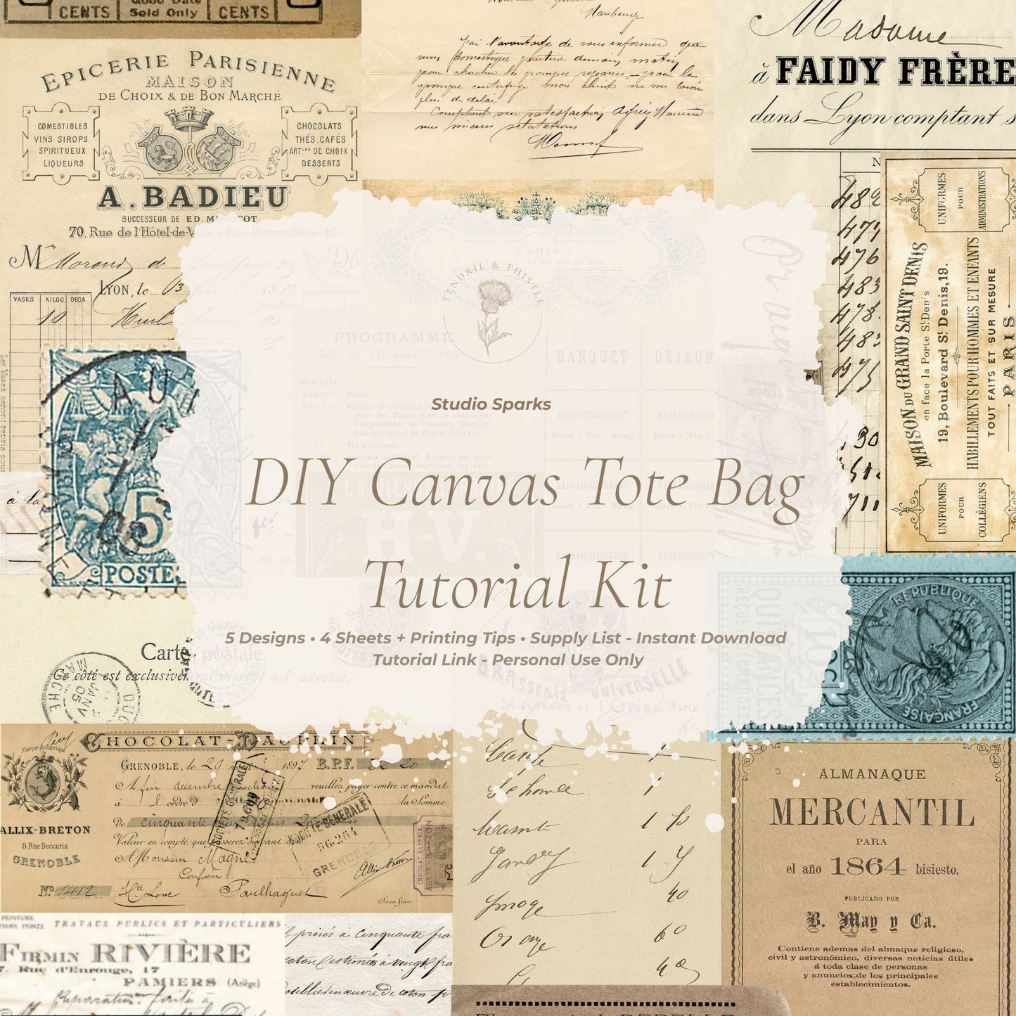Studio Sparks - DIY Canvas Tote Bag with Printables KIT - Tendril & Thistle