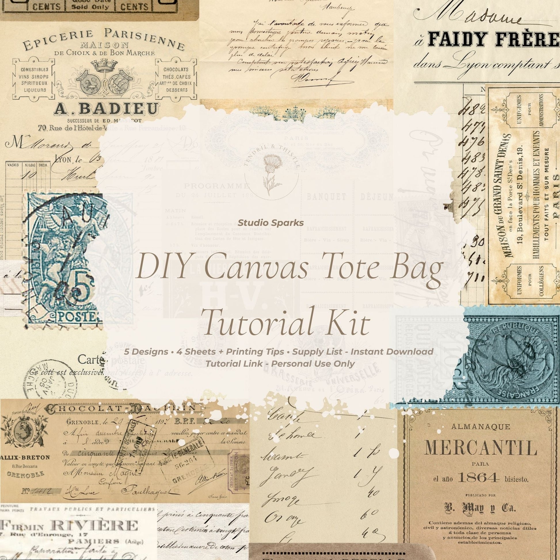 Studio Sparks - DIY Canvas Tote Bag with Printables KIT - Tendril & Thistle