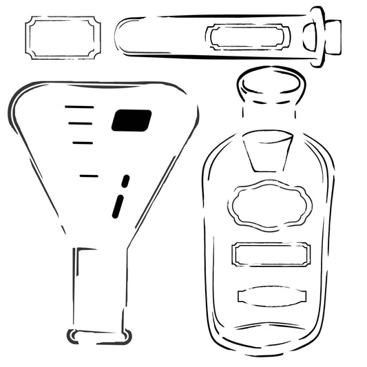 Beaker and Bottle Stencil - Roycycled Stencil - Vintage Revival Design Co