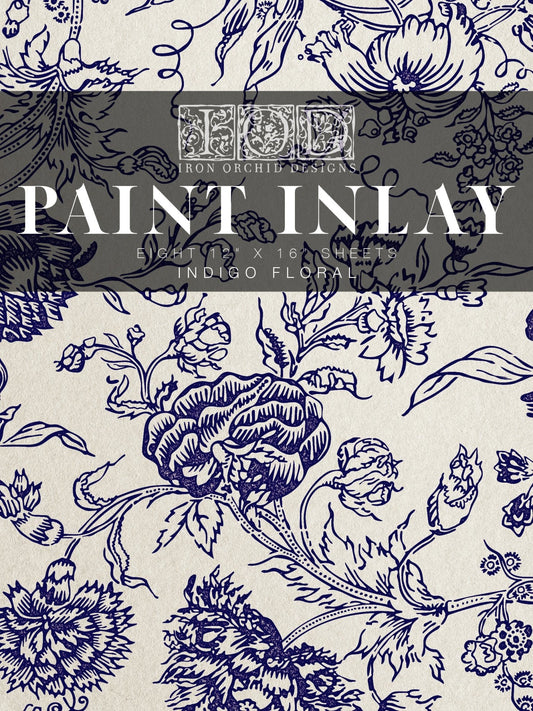 IOD Paint Inlay INDIGO FLORAL - Vintage Revival Design Co