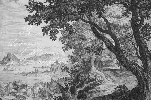 Roycycled Decoupage Paper - Etched Countryside - Vintage Revival Design Co