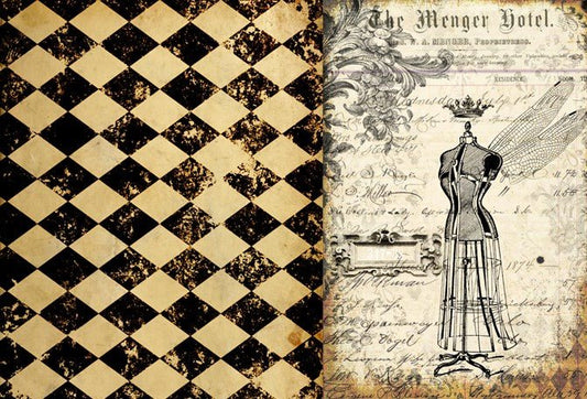 Roycycled Decoupage Paper - Harlequin Blocks - Vintage Revival Design Co