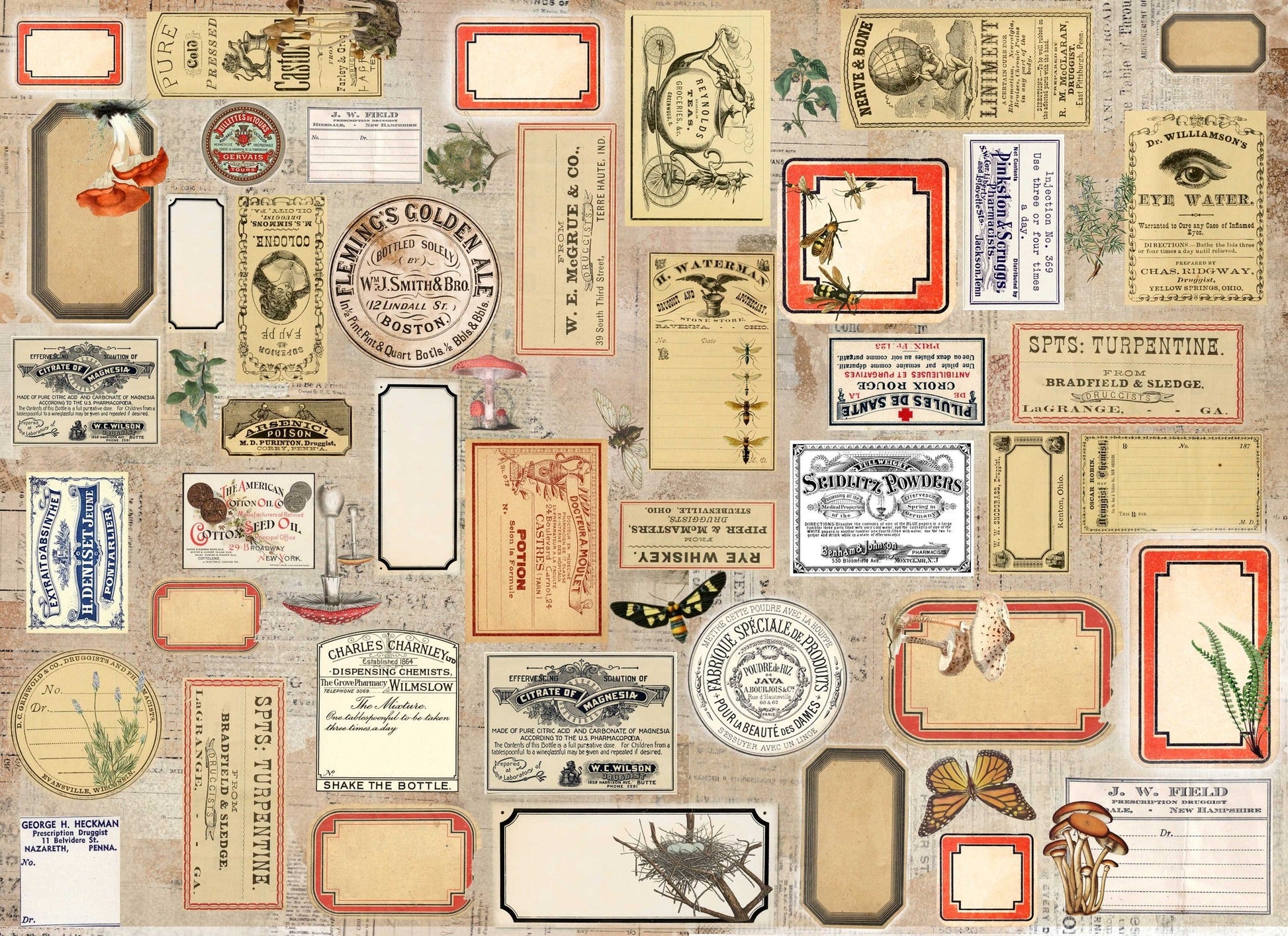 Roycycled Decoupage Paper - Label Masterboard - Vintage Revival Design Co