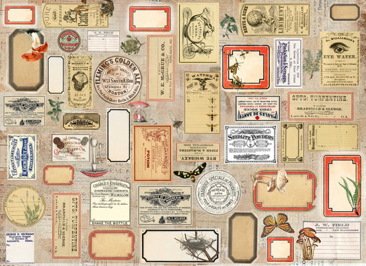 Roycycled Decoupage Paper - Label Masterboard - Vintage Revival Design Co