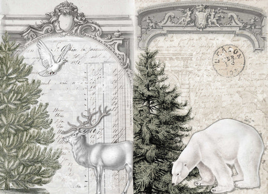 Roycycled Decoupage Paper - Neutral Christmas Blocks - Vintage Revival Design Co