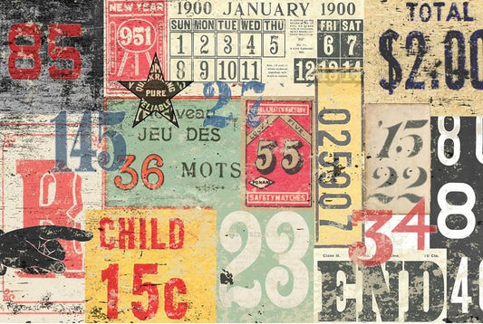 Roycycled Decoupage Paper - Numbered Decollage - Vintage Revival Design Co