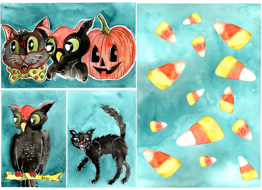 Roycycled Decoupage Paper - Retro Halloween - Vintage Revival Design Co