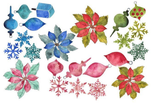 Roycycled Decoupage Paper - Watercolor Christmas - Vintage Revival Design Co