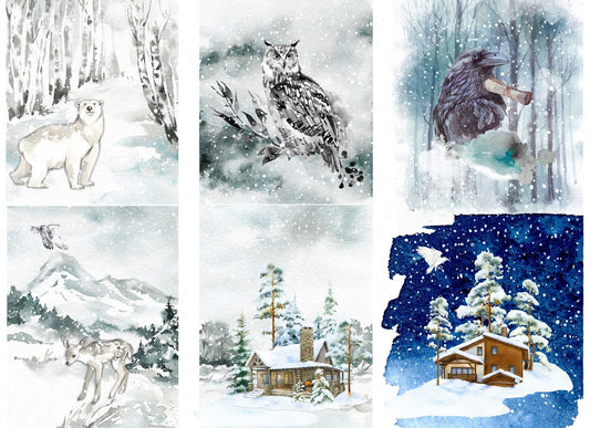Roycycled Decoupage Paper - Winter Blocks - Vintage Revival Design Co